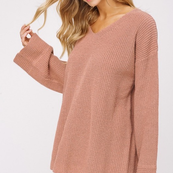 NWT Brick V-neck Bell Sleeve Sweater - Picture 6 of 8